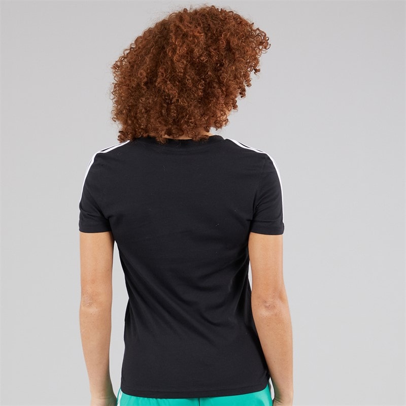 adidas Womens Essentials 3-Stripes Slim T-Shirt Black/White - Image 2
