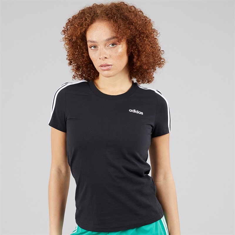 adidas Womens Essentials 3-Stripes Slim T-Shirt Black/White - Image 3