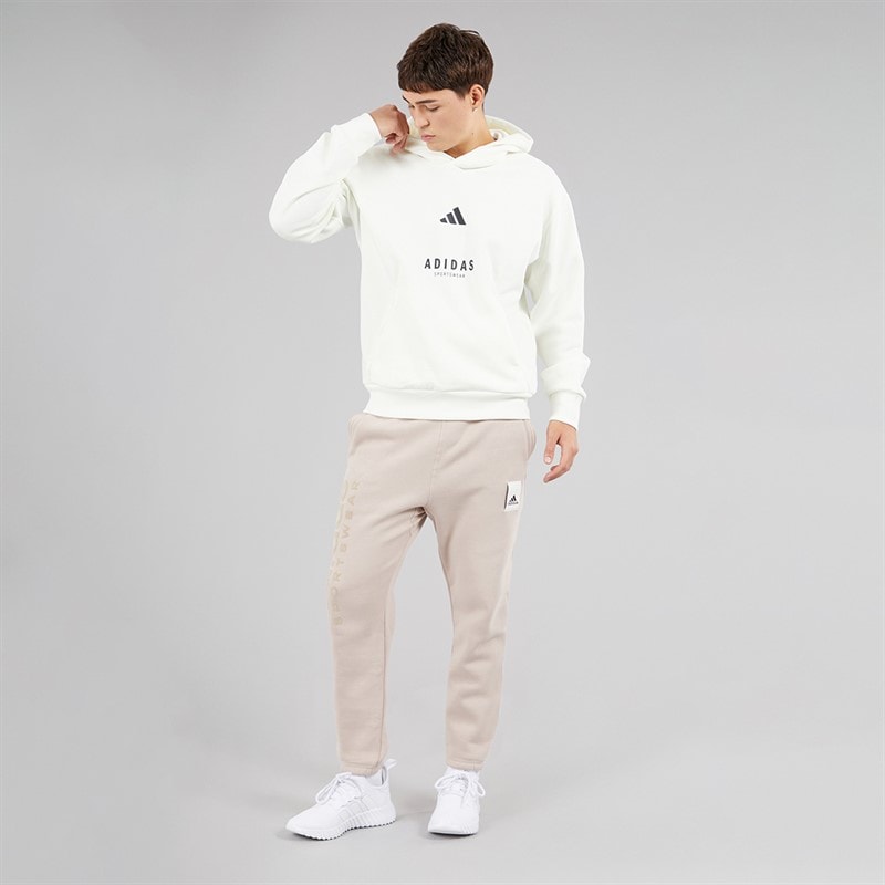 adidas Mens All SZN Graphic Hoodie Off White/Black - Image 4