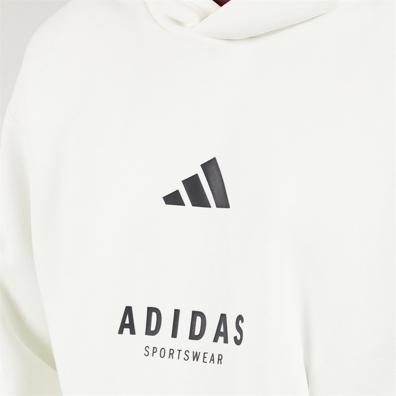 adidas Mens All SZN Graphic Hoodie Off White/Black - Image 5