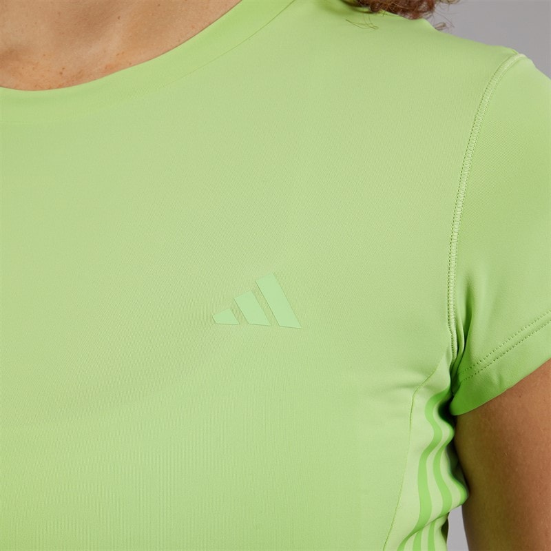 adidas Womens Hyperglam Rib Baby T-Shirt Semi Green Spark/Lime Burst - Image 5