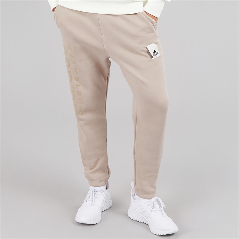 adidas Mens Lounge Graphic Fleece Joggers Wonder Taupe - Image 1