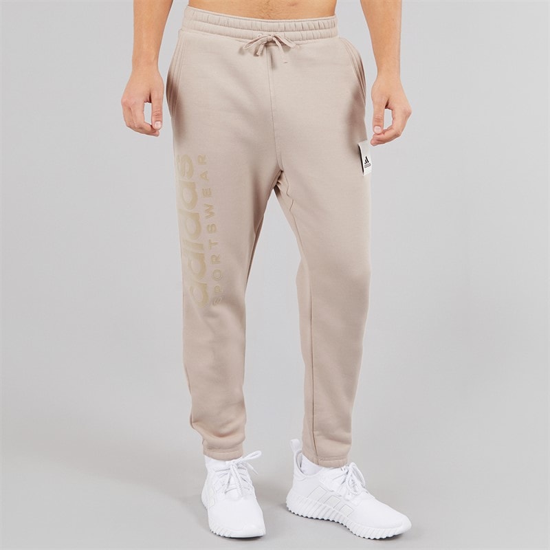 adidas Mens Lounge Graphic Fleece Joggers Wonder Taupe - Image 3