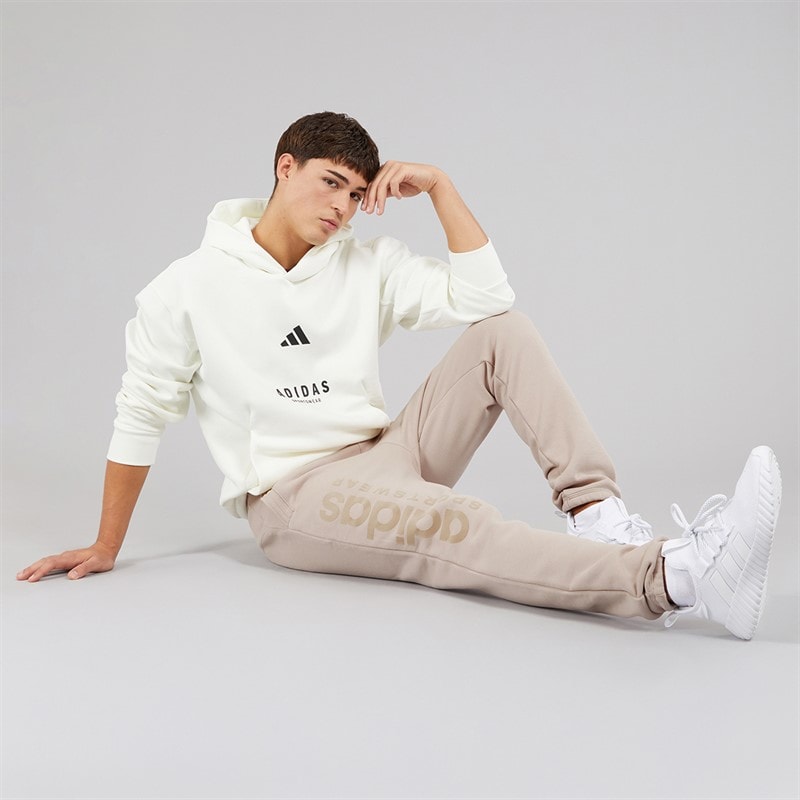 adidas Mens Lounge Graphic Fleece Joggers Wonder Taupe - Image 4