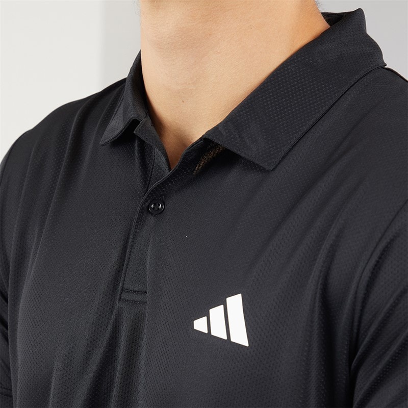 adidas Mens Train Essentials Feelready Training Polo Shirt Black/White - Image 3