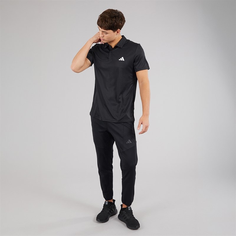 adidas Mens Train Essentials Feelready Training Polo Shirt Black/White - Image 4