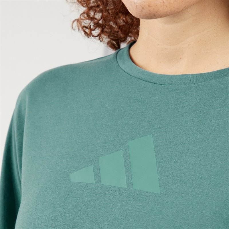 adidas Womens Train Essentials Big Logo Performance T-Shirt Preloved Teal - Image 3
