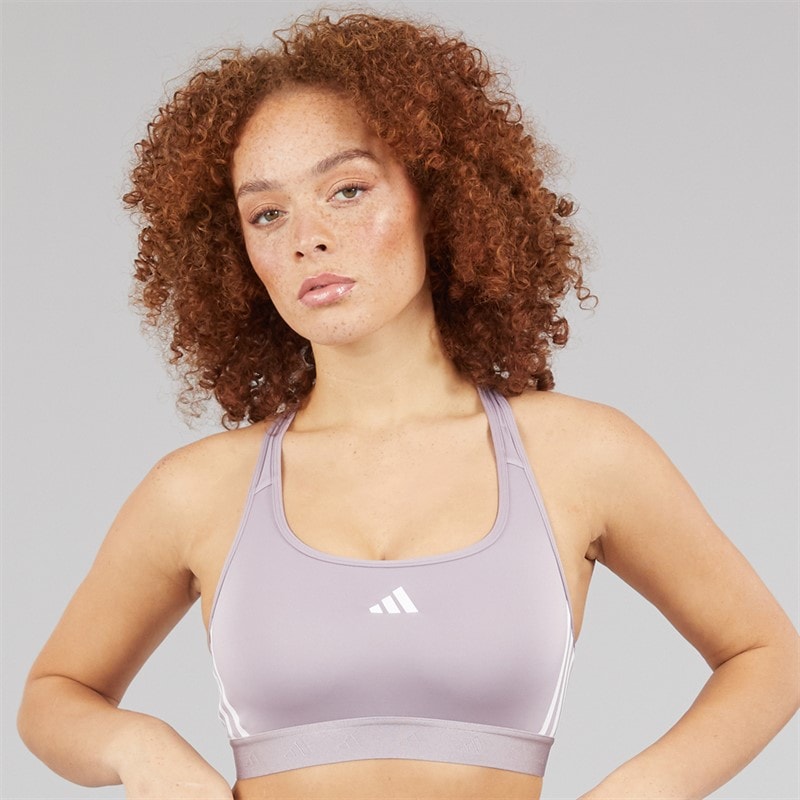 adidas Womens Prime Lift React Medium Support Sports Bra Preloved Fig/White - Image 3