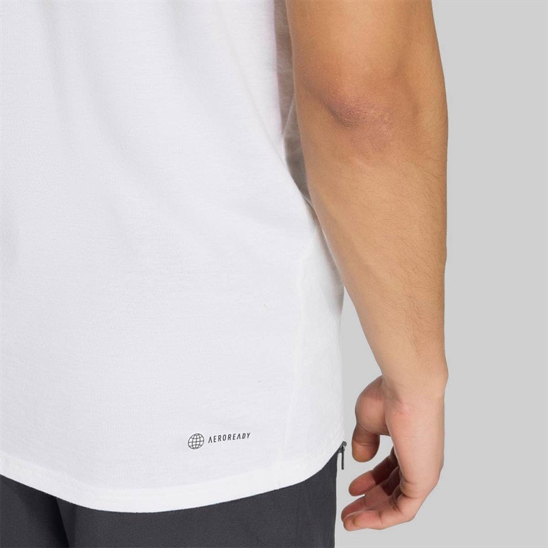 adidas Mens Train Essentials Feelready Training T-Shirt White/Black - Image 5