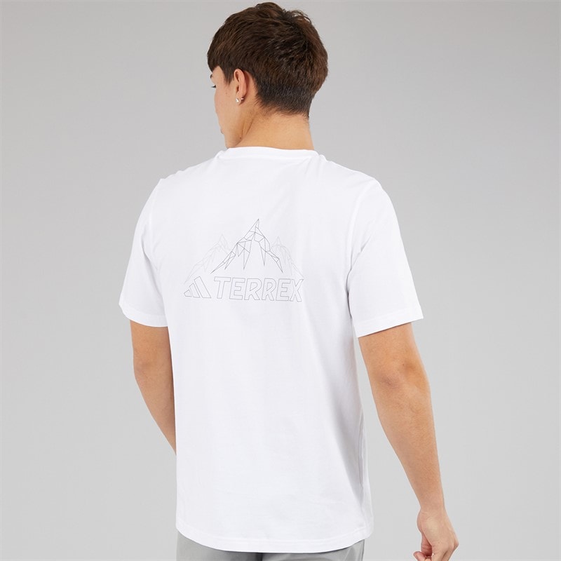 adidas Mens Terrex Mountain Graphic T-Shirt White/Grey Heather - Image 2