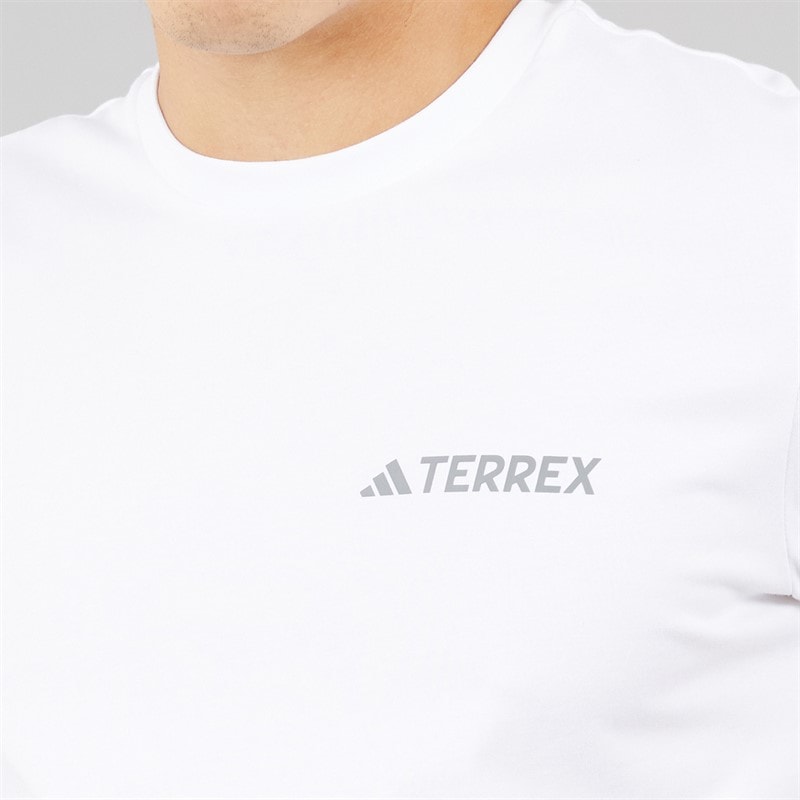 adidas Mens Terrex Mountain Graphic T-Shirt White/Grey Heather - Image 3