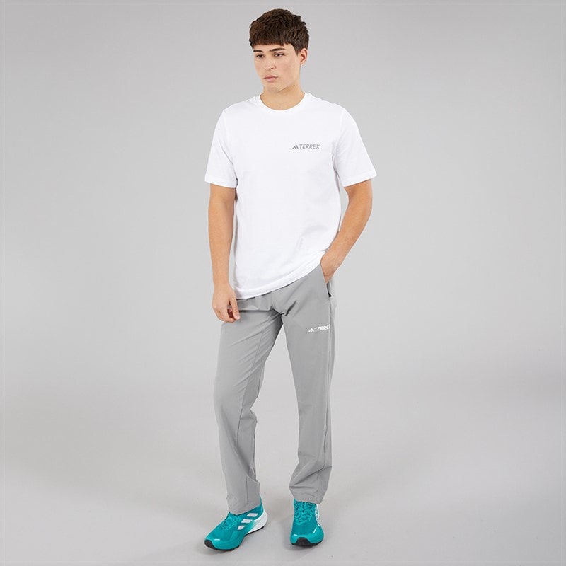 adidas Mens Terrex Mountain Graphic T-Shirt White/Grey Heather - Image 4