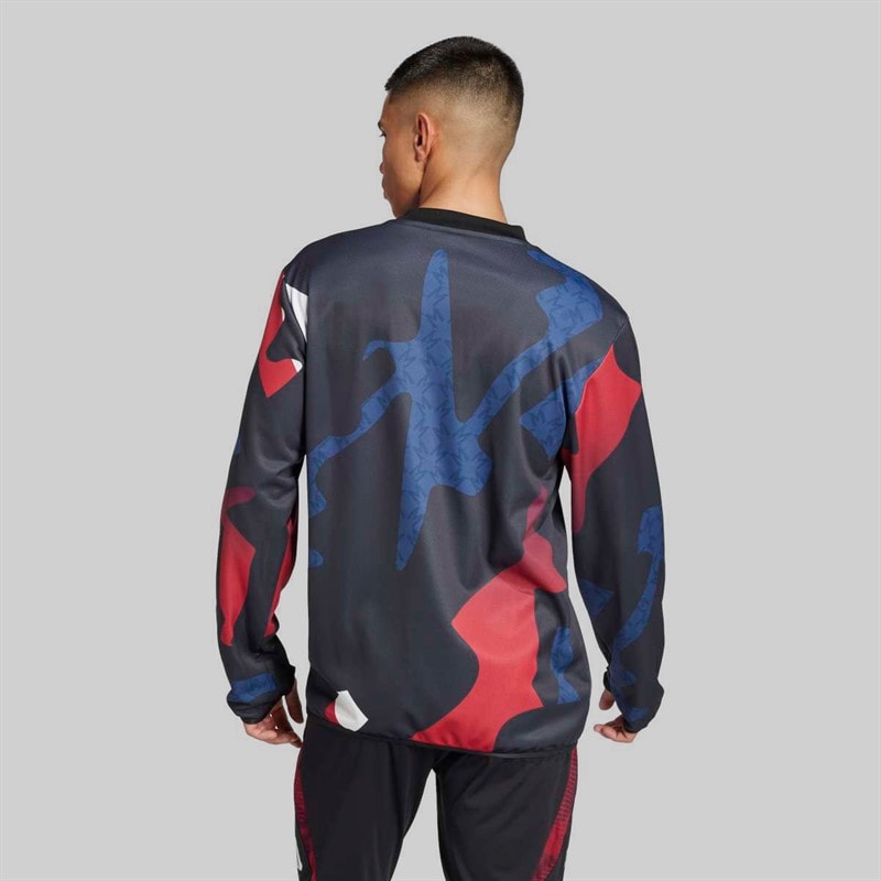 adidas Mens MUFC Manchester United 24/25 Pre Match Warm Up Long Sleeve Top Black/Mufc Red/Off White/Team Coll Burgundy - Image 3