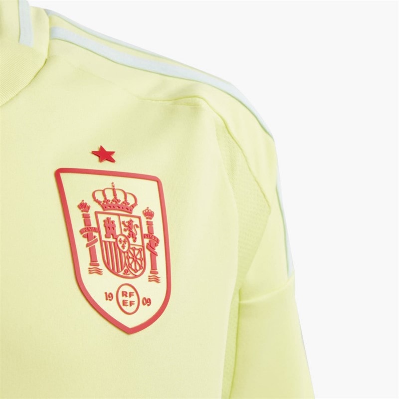 adidas Junior RFEF Spain 2024 Away Jersey Pulse Yellow/Halo Mint - Image 3