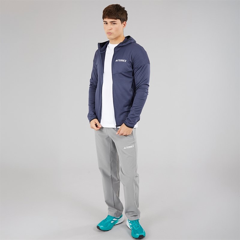 adidas Mens Terrex Xperior Climawarm Light Fleece Hooded Jacket Shadow Navy - Image 4