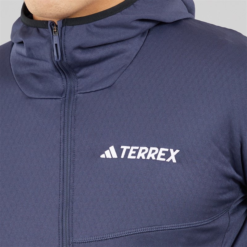 adidas Mens Terrex Xperior Climawarm Light Fleece Hooded Jacket Shadow Navy - Image 5