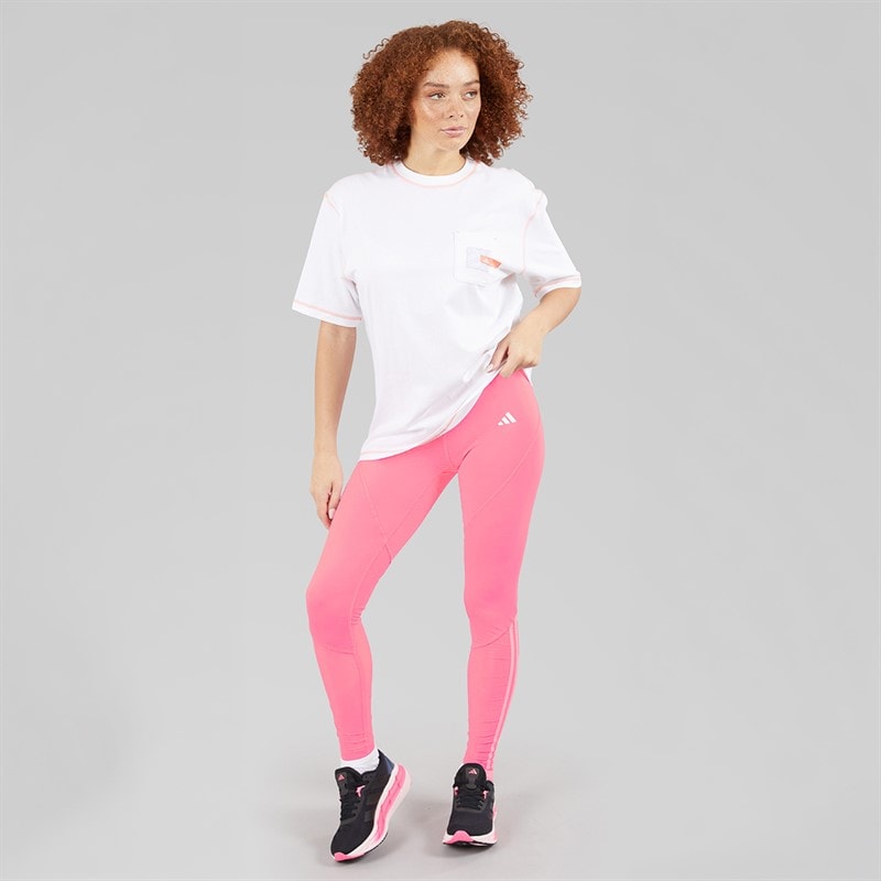 adidas Womens Hyperglam Full Length Leggings Bliss Pink/White - Image 4