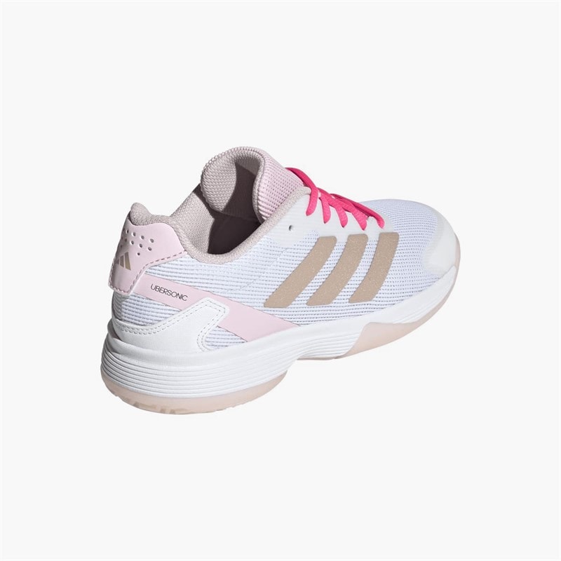 adidas Junior Girls Ubersonic All Court Tennis Shoes Off White/Silver Metallic/Powder Plum - Image 3