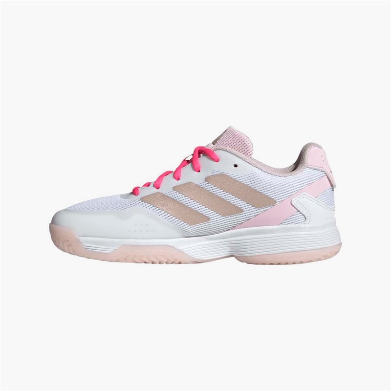 adidas Junior Girls Ubersonic All Court Tennis Shoes Off White/Silver Metallic/Powder Plum - Image 5