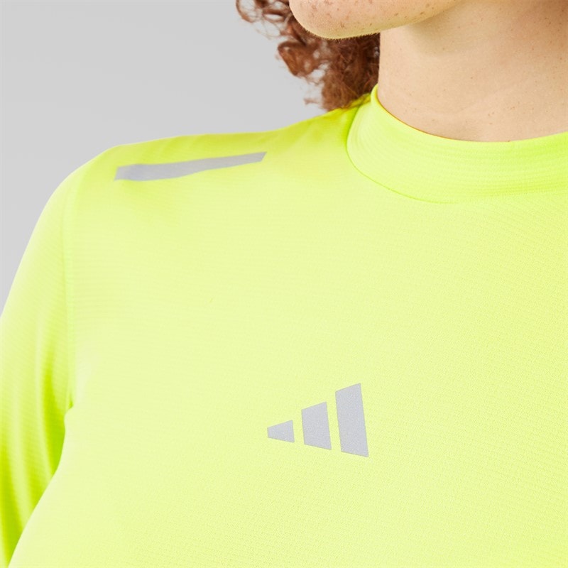 adidas Womens Ultimate Reflective Long Sleeve Running Top Pulse Lime - Image 3