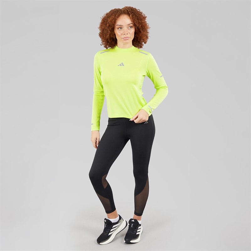 adidas Womens Ultimate Reflective Long Sleeve Running Top Pulse Lime - Image 4
