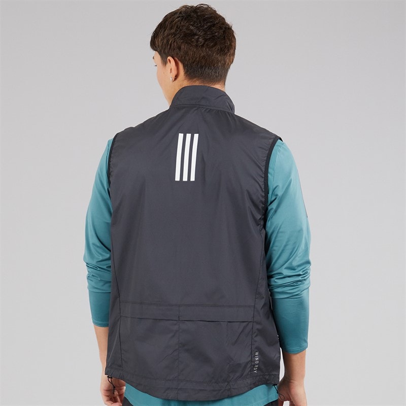 adidas Mens Own The Run Full Zip Running Gilet Black - Image 2