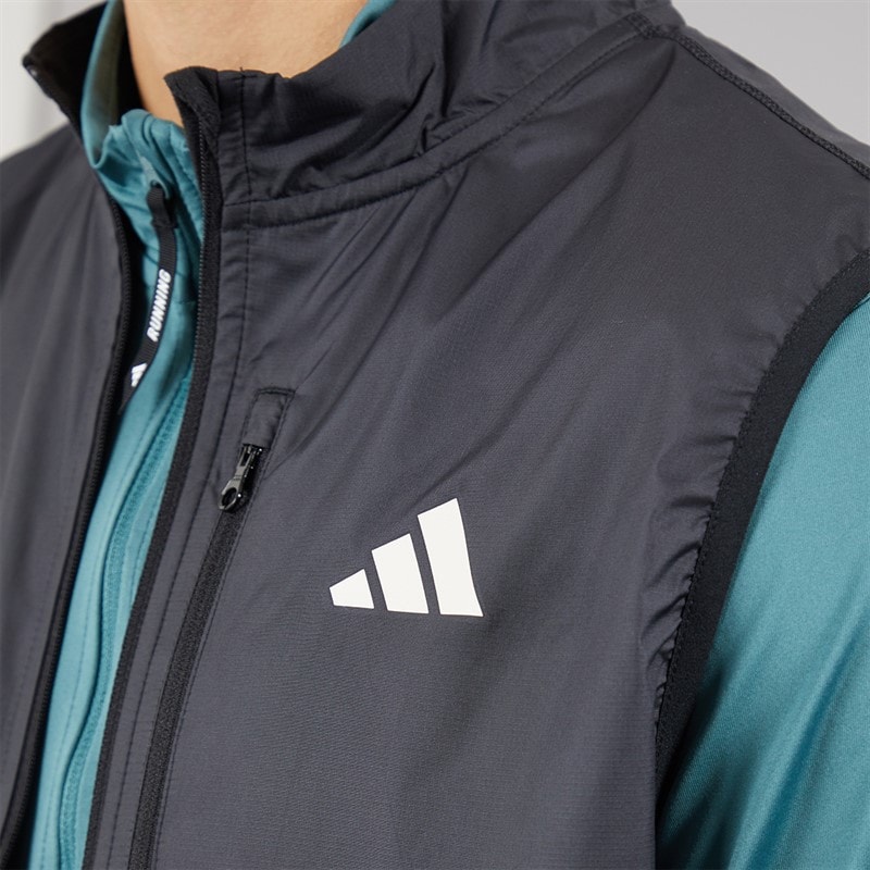 adidas Mens Own The Run Full Zip Running Gilet Black - Image 3