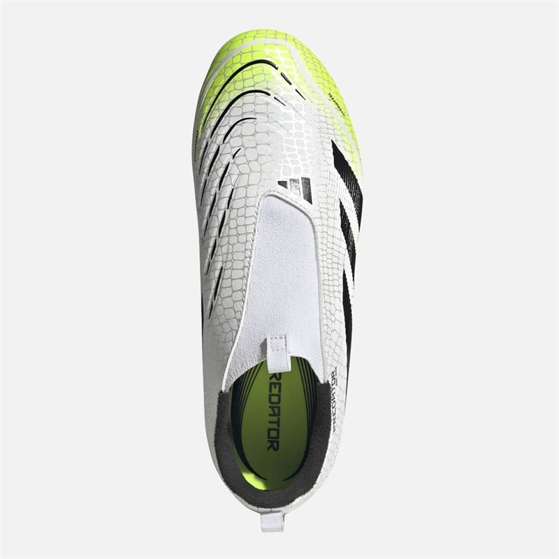 adidas Junior Predator League Laceless Radiant Blaze Pack FG/MG Football Boots Cloud White/Core Black/Lucid Lemon - Image 4