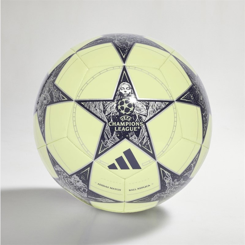 adidas Mens UEFA Champions League Real Madrid Club Training Football Almost Lime/Silver Metallic/Noble Ink