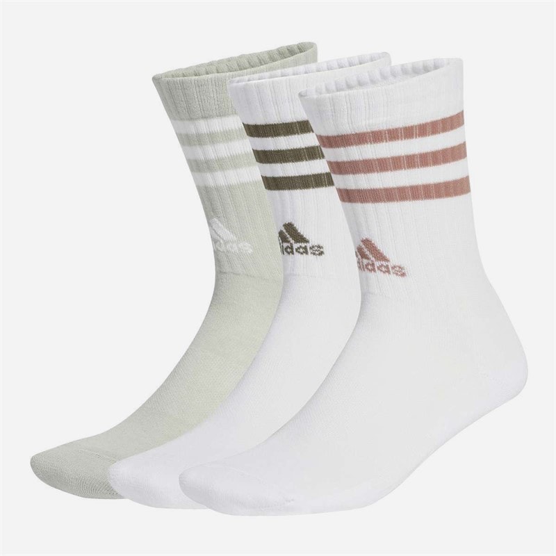 adidas 3-Stripes Sportswear Cushioned Three Pack Crew Socks White/White/Wonder Silver - Image 1