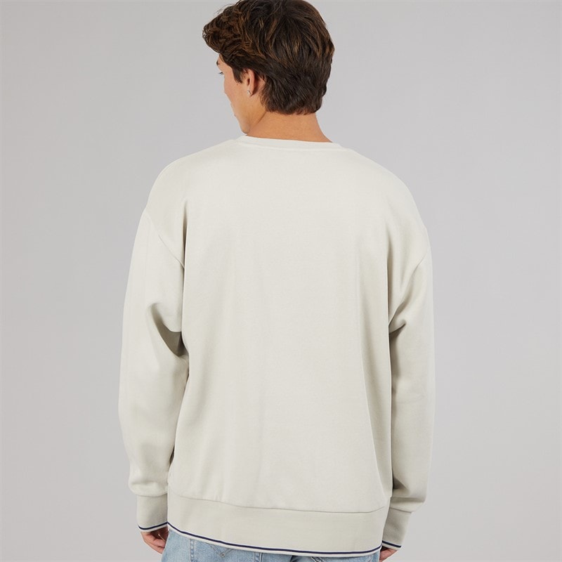adidas Mens Collegiate Logo Sweatshirt Beige/Dark Blue - Image 2