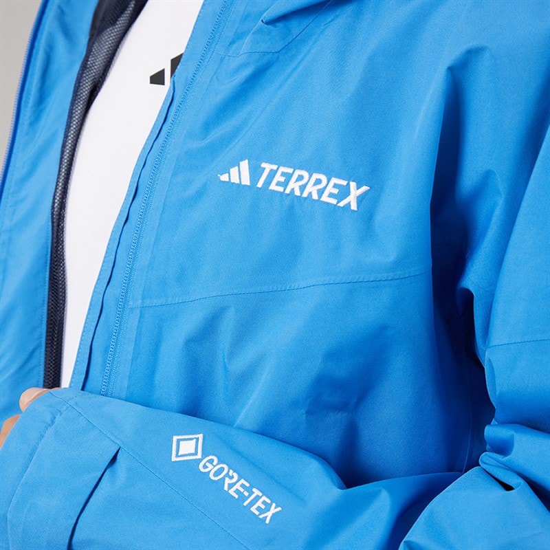 adidas Mens Terrex Xperior 2 Layer Gore Tex Waterproof Hooded Jacket Ray Blue - Image 3