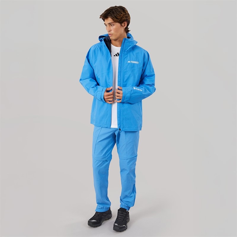 adidas Mens Terrex Xperior 2 Layer Gore Tex Waterproof Hooded Jacket Ray Blue - Image 4