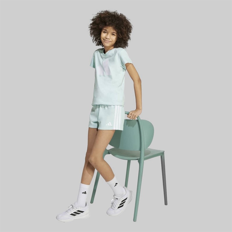 adidas Junior Girls Essentials Shorts Halo Mint/White - Image 5