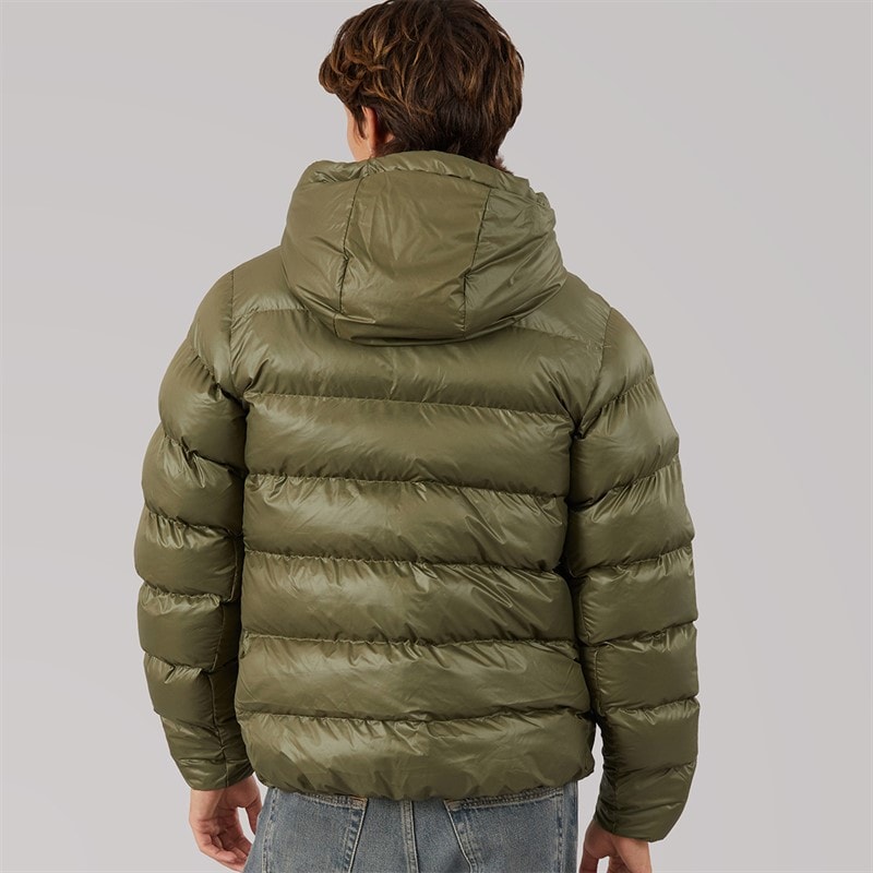adidas Mens Essentials Climawarm Synthetic Down Puffer Hooded Jacket Olive Strata - Image 2