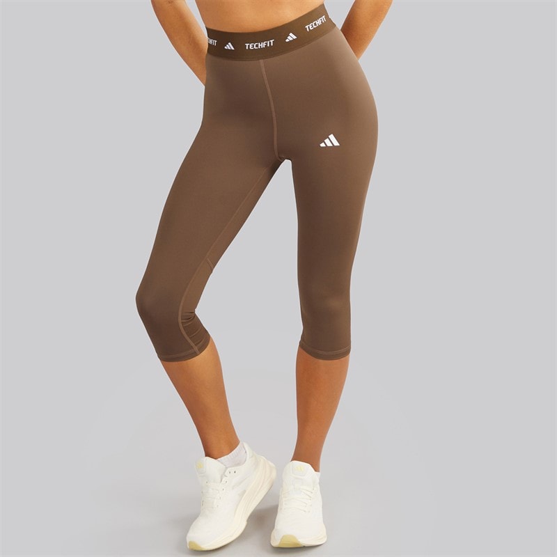 adidas Womens Techfit Capri Leggings Earth Strata