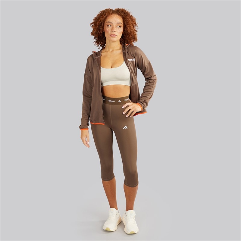 adidas Womens Techfit Capri Leggings Earth Strata - Image 3