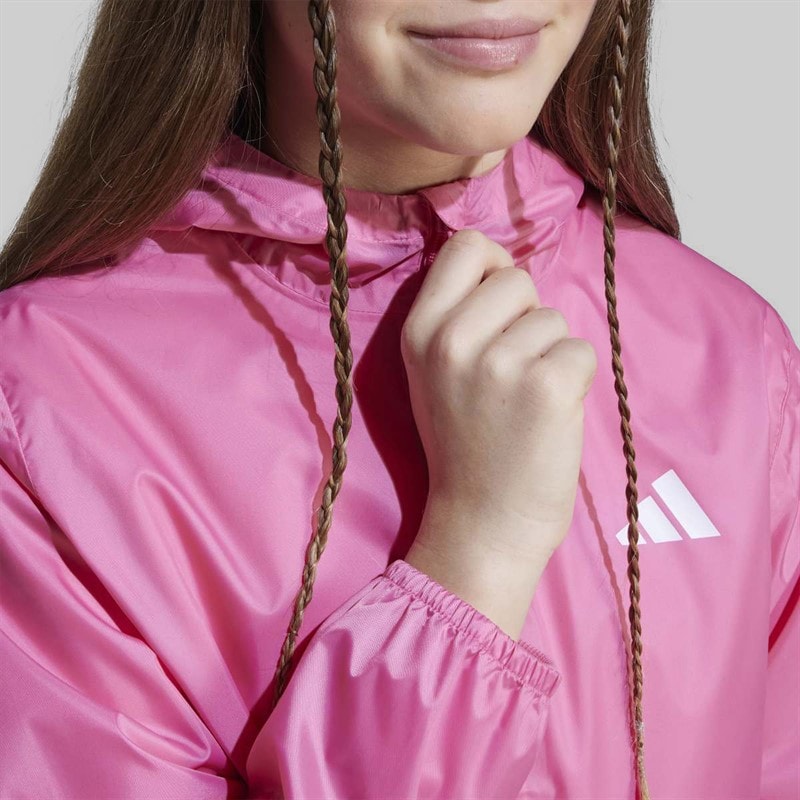 adidas Junior Girls Rain Full Zip Jacket Pink Fusion - Image 2