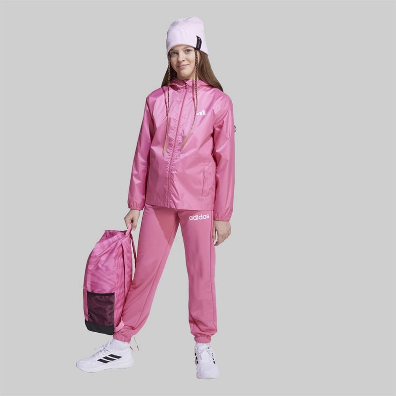 adidas Junior Girls Rain Full Zip Jacket Pink Fusion - Image 4