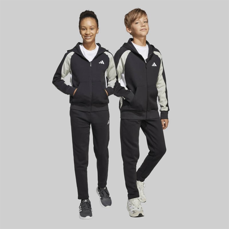 adidas Junior Seasonal Essentials Colourblock Tracksuit Black/Wonder Silver/White - Image 2