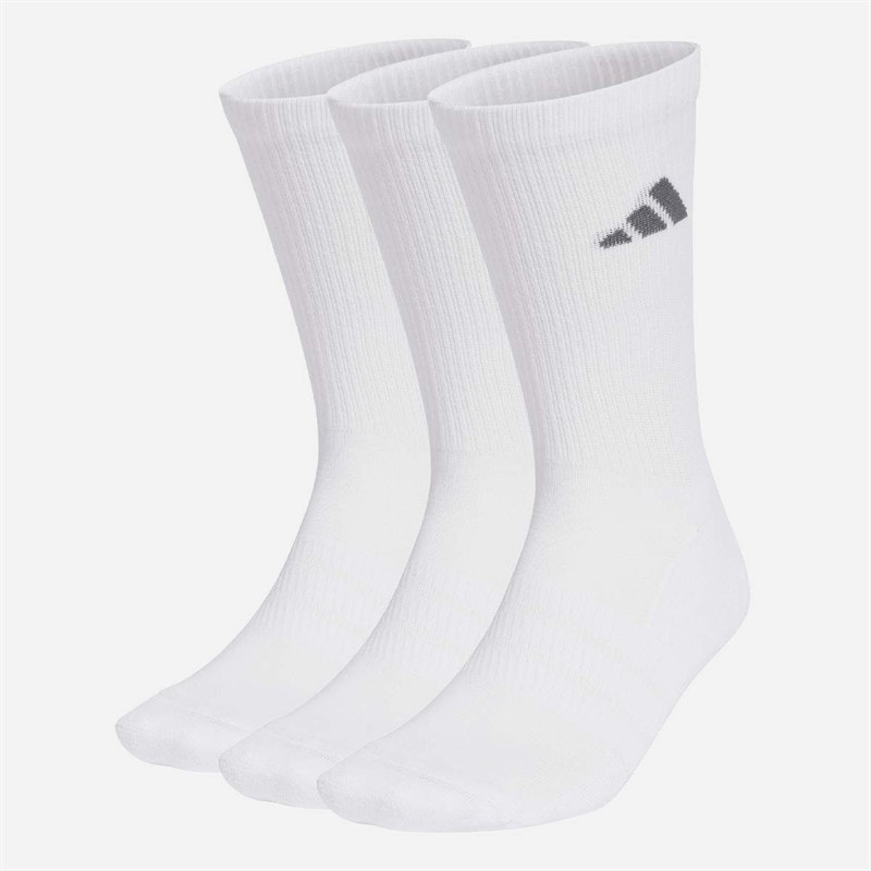 adidas Essentials Cushioned Three Pack Crew Socks White/White/Grey Five - Image 1
