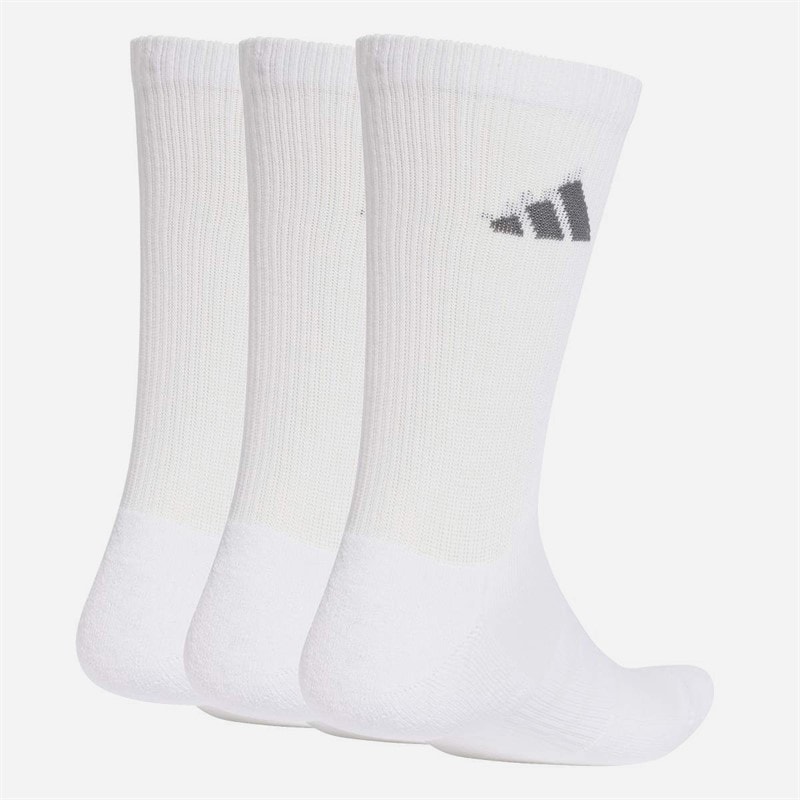 adidas Essentials Cushioned Three Pack Crew Socks White/White/Grey Five - Image 2