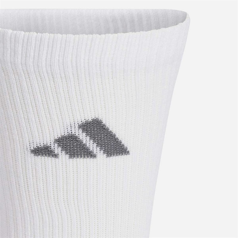 adidas Essentials Cushioned Three Pack Crew Socks White/White/Grey Five - Image 4