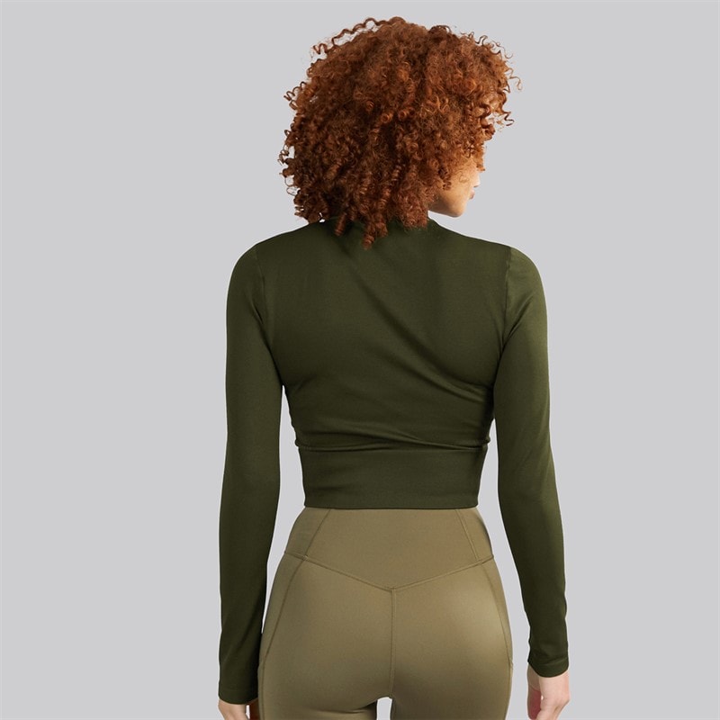 adidas Womens Workout Essentials Knit Full Zip Track Top Night Cargo - Image 2