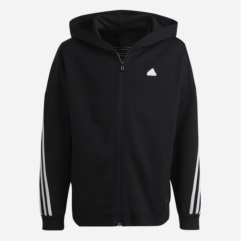 adidas Junior Future Icons 3 Stripes Full Zip Hoodie Black/White