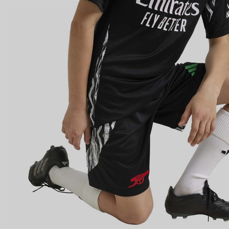 adidas Junior Boys AFC Arsenal FC 24/25 Away Shorts Black - Image 3