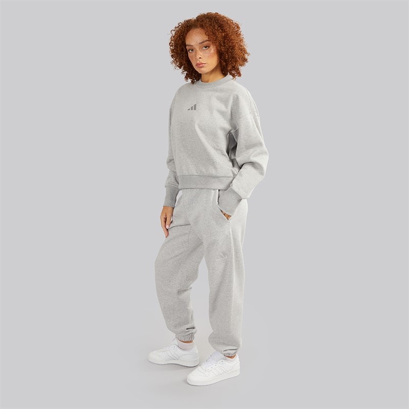 adidas Womens All SZN Fleece Loose Fit Sweatshirt Medium Grey Heather - Image 3