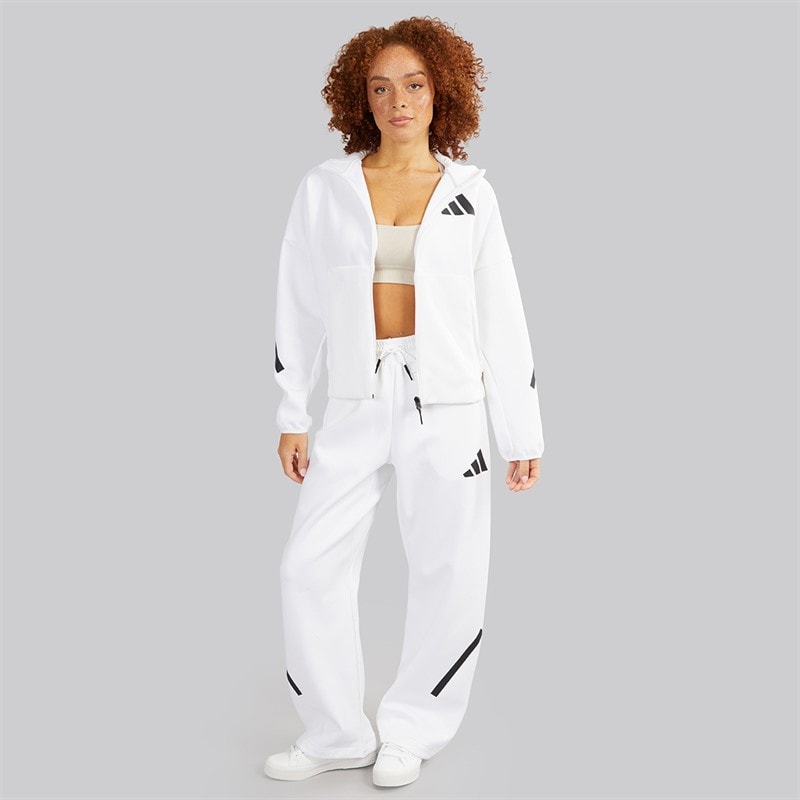 adidas Womens Z.N.E Full Zip Hoodie White - Image 3