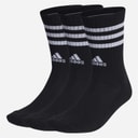 adidas 3-Stripes Sportswear Cushioned Three Pack Crew Socks Black/White