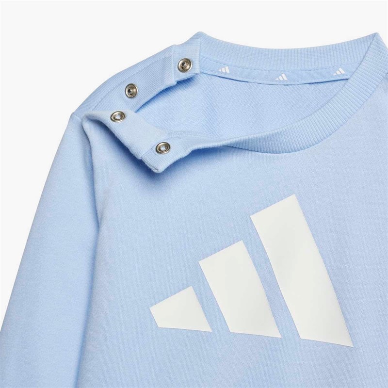 adidas Infant Boys Essentials Sweatshirt And Joggers Set Glow Blue/White - Image 2